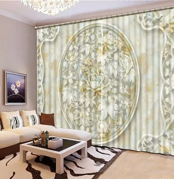 

European Luxury Curtains Blackout 3d Bedroom Curtains marble flower Curtains For Windows For Home Decoration