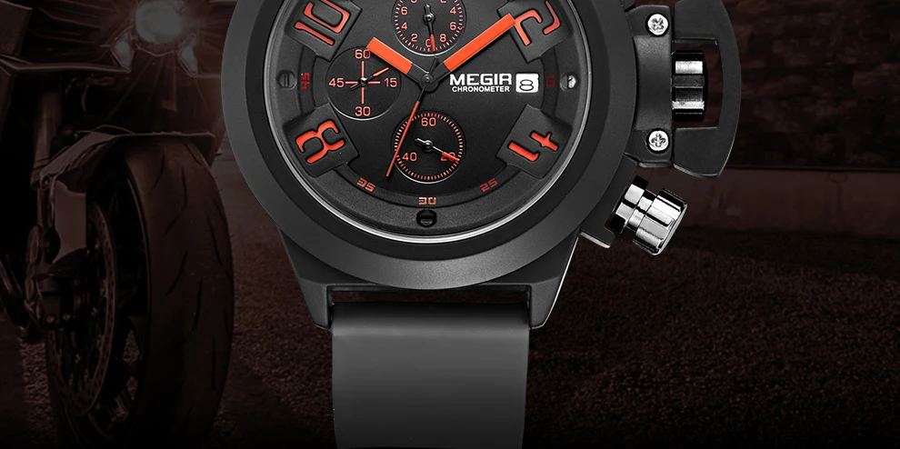 MEGIR Big Dial Fashion Men's Military Sports Watches Waterproof Silicone Strap Casual Quartz Wrist Watch Male Relogio Masculino