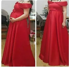 Gute Rot Schwangere Abendkleider Nach Maß Weg Von der Schulter Lange Satin Mutterschaft Formales Abschlussball-partei-kleid