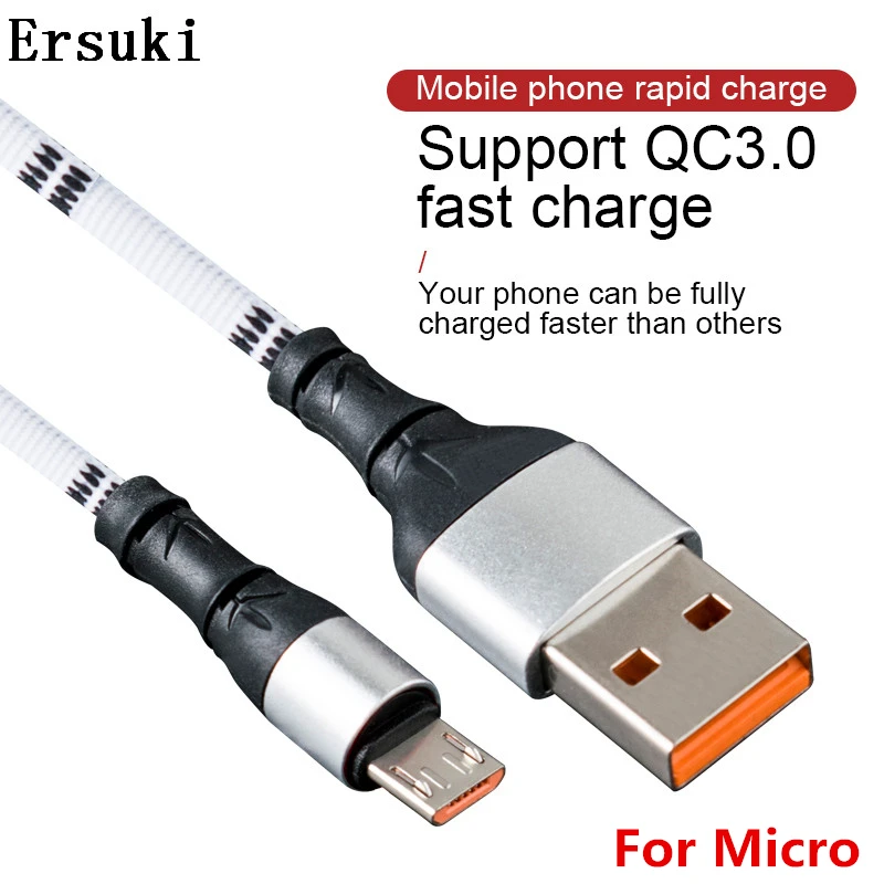 Ersuki USB Micro кабель для быстрой зарядки usb зарядный Huawei Samsung Xiaomi передачи данных Android