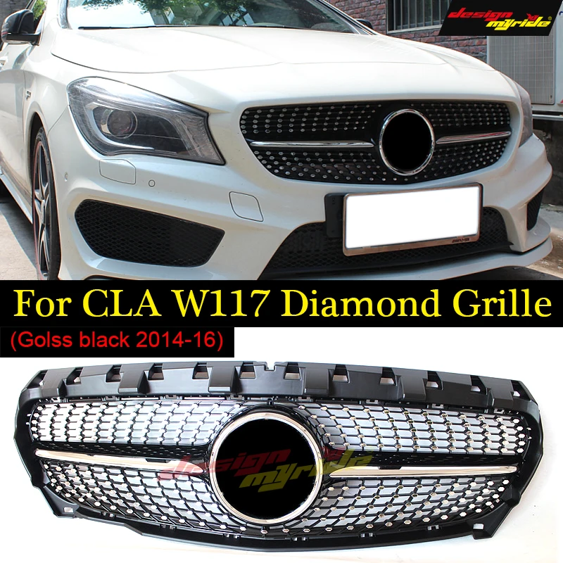Подходит для Mercedes W117 Передняя Алмазная решетка ABS Black CLA Class CLA180 CLA200 CLA250 спортивные
