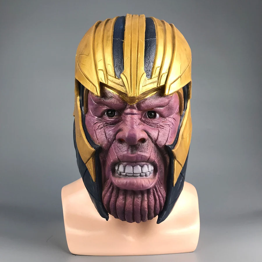 

The Avengers 4 Thanos Mask Cosplay Full Head Helmet Latex Adult Halloween Event Costume Props