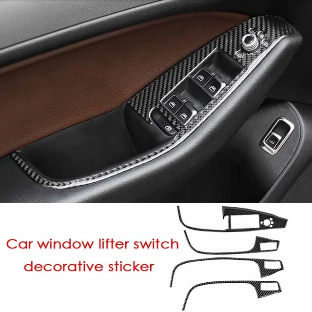 LENTAI Авто углеродное волокно внутренний переключатель стеклоподъемника рамка наклейки для Audi A4 B6 C5 B8 B7 B5 A5 Q5 2012- аксессуары - Название цвета: Windows Lift Switch