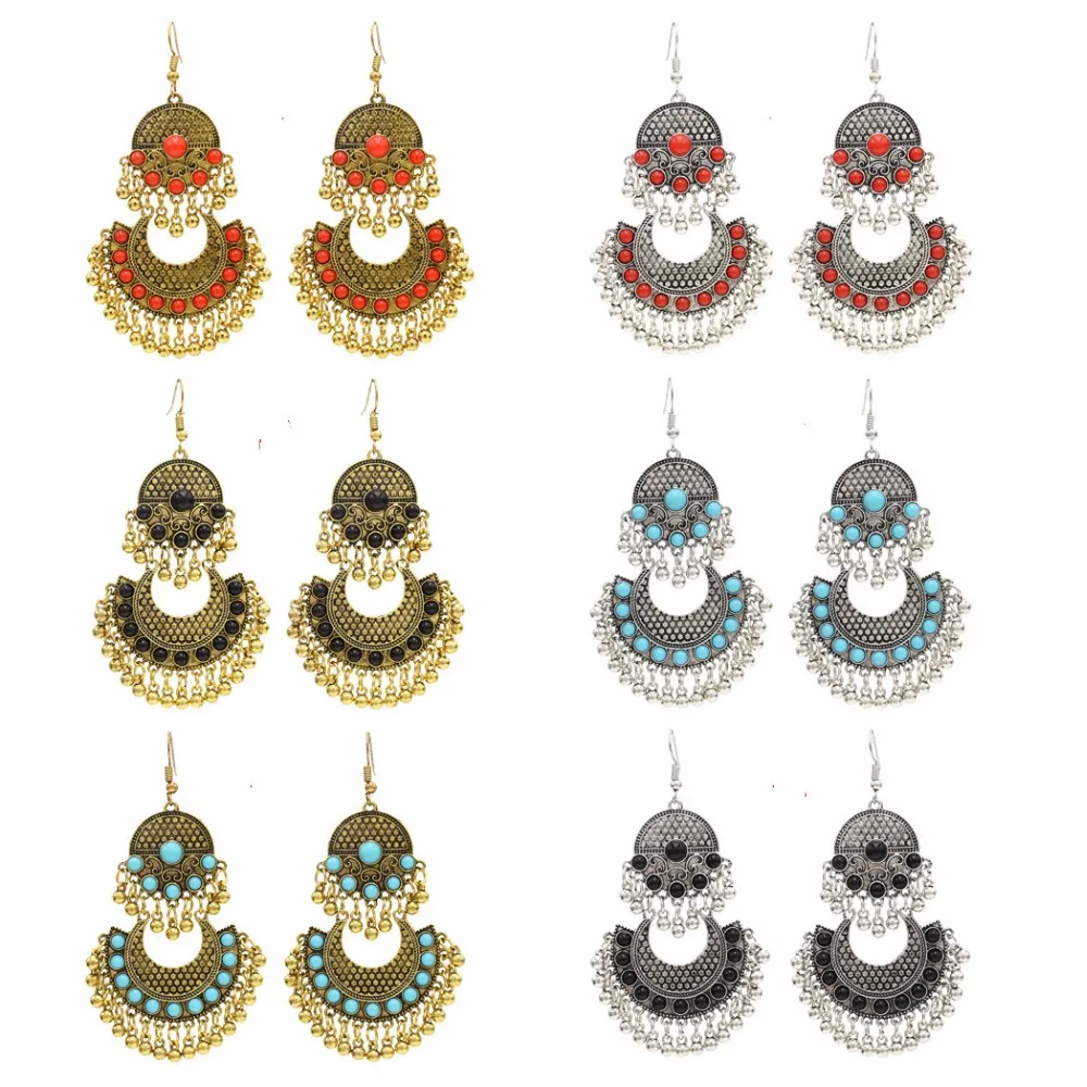 

Gypsy Boho Long Tassel Drop Earring For Women Turkish Ethnic Gold Silver Bead Fringe Earrings Dangle India Tribal Afghan Jewelry