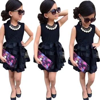 

Hot fashion Elegant Solid Toddler Kids Baby Girls Princess Party Pageant Wedding Sleeveless Tulle Tutu Flower Dresses vestidos