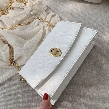 

Elegant Female Square bag 2019 New Quality Leather Women's Designer Handbag Crocodile pattern Lock Chain Shoulder Messenger Bags