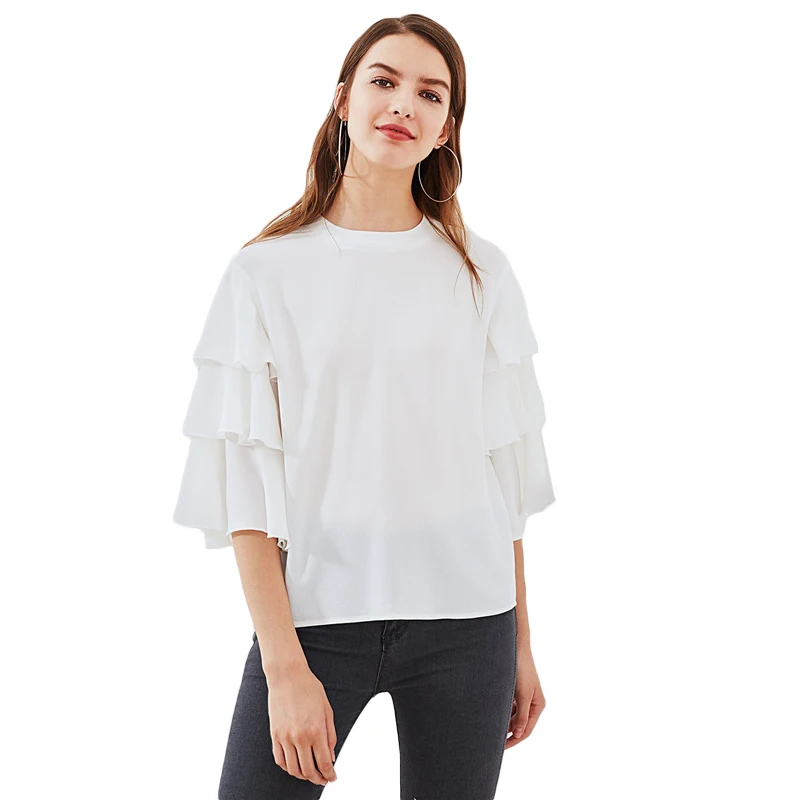 Customized Women's Three Quarter Length Tiered Layered Flare Sleeve