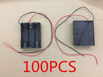 

100% New 100pcs/lot high quality Black 1.5V 3 AA Battery Box holder for Home DIY Lab Experiment Test Hobby Free shipping