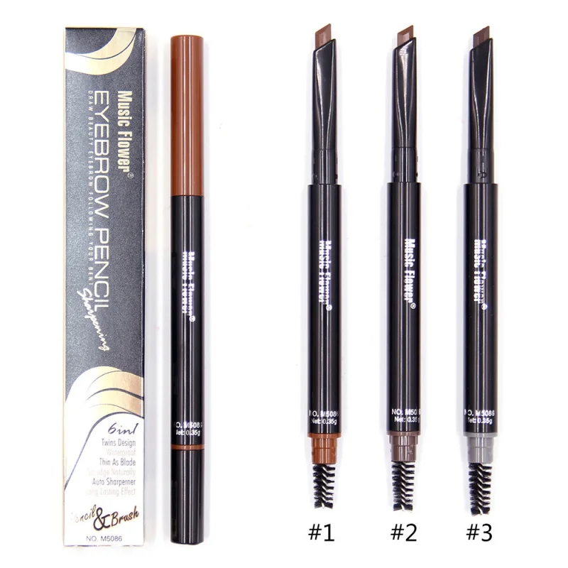 3 Color 2 in 1 Eyebrow Pencil With Brow Brush Waterproof ...