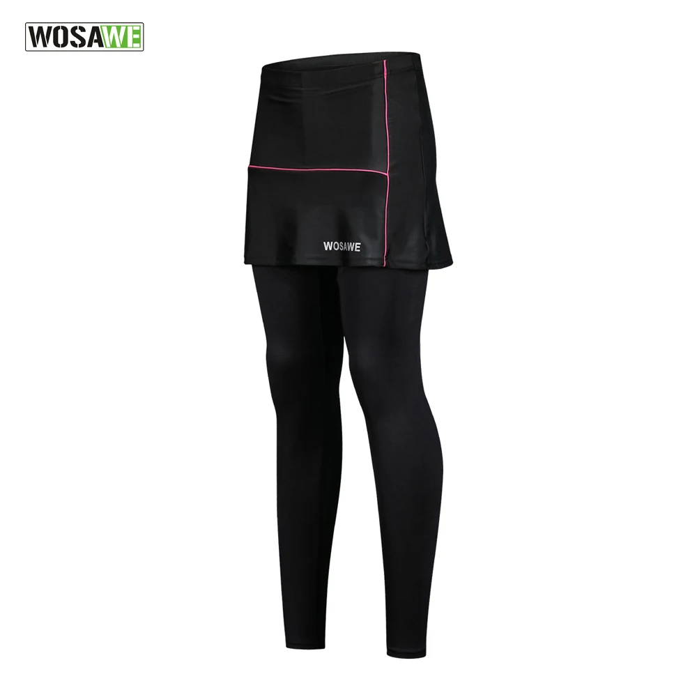 WOSAWE велосипедные штаны дышащие кулер ткань велосипедная одежда брюки женские велосипедные брюки колготки с юбками весна осень - Цвет: Black Pants