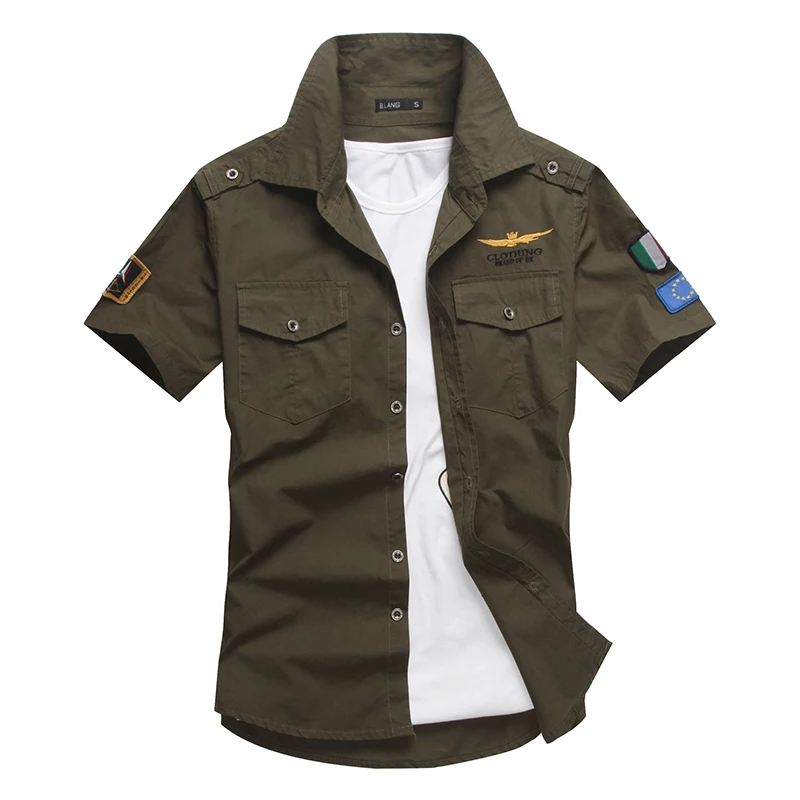 En Ligne Armée de l air de façon uniforme militaire manches courtes chemises hommes robe chemise livraison gratuite Bcy60A militaire uniforme de chemise