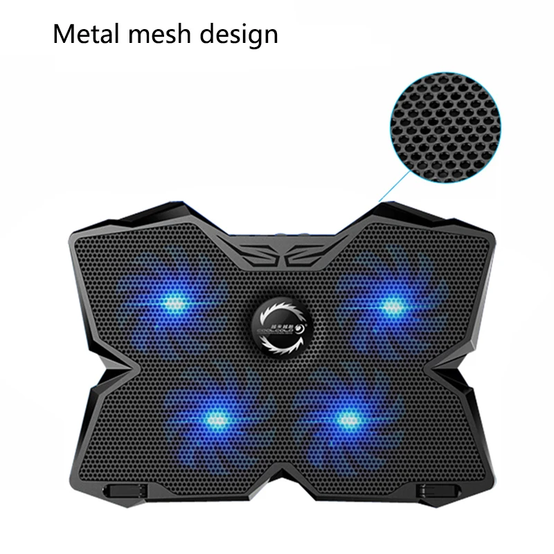

New Laptop Cooler USB Laptop Cooling Pad 4 Fans Notebook Stand LED Backlight for Laptops Gaming Daily Use