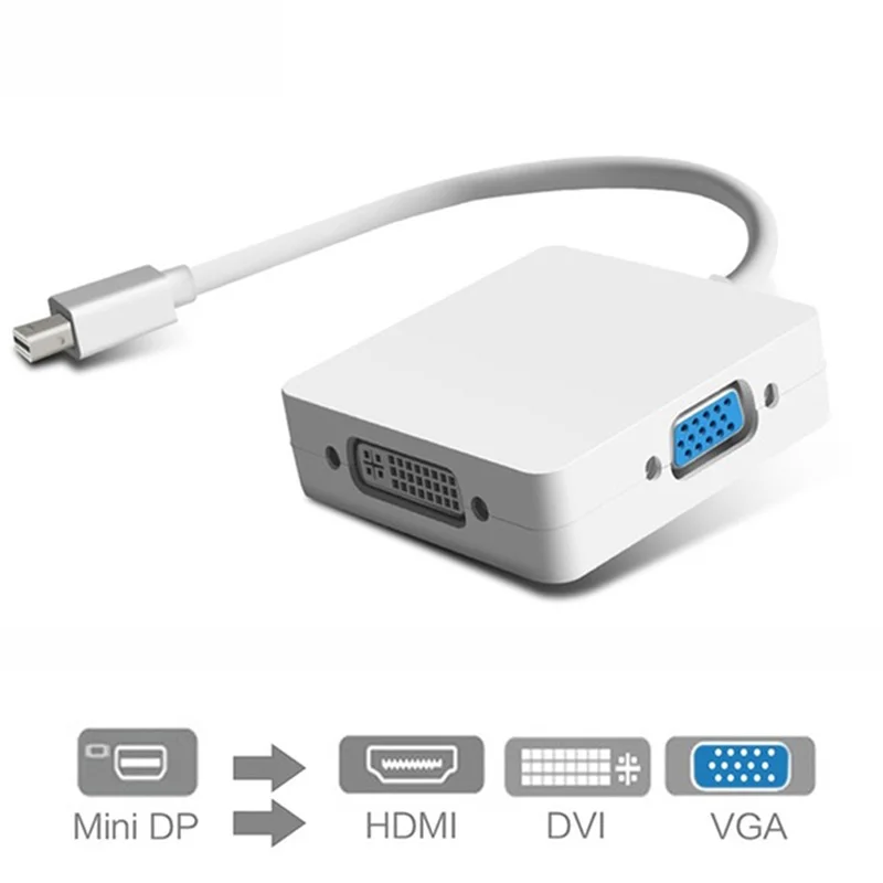 3 в 1 Мини DP DisplayPort к HDMI/DVI/VGA 1080p HD видео аудио конвертер для Mac FD Новый|Кабели VGA| |