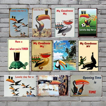 

Toucan Plaque Sign Vintage Metal Tin Signs Wall Poster Decors Plate Painting Bar Club Pub Home Decoration, 30*20cm