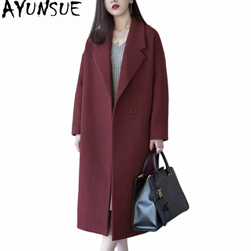 AYUNSUE Winterjas Vrouwen Maxi Size 5XL Wollen Jas Vrouwelijke herfst En Winter Uitloper Dikke Lange Vrouw Jassen Abrigo Mujer WXF485