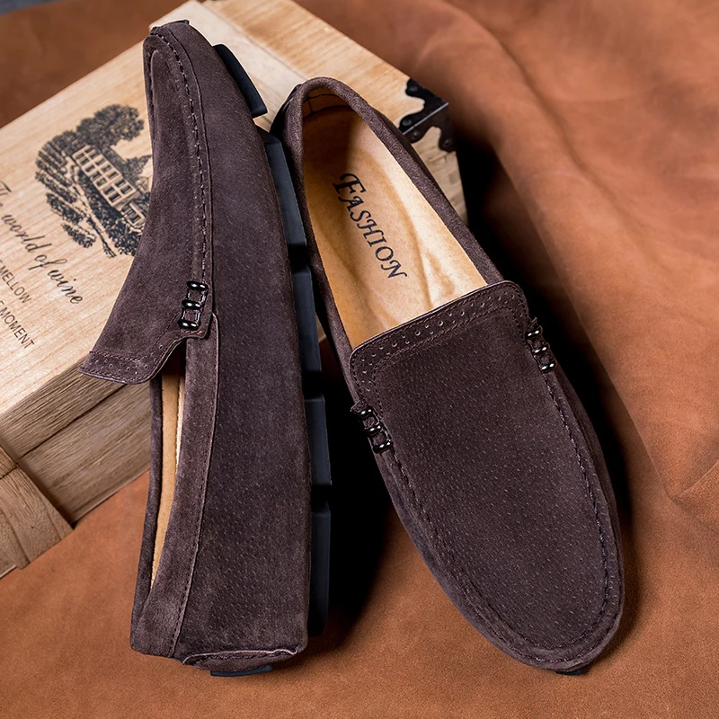 

Man Casual Loafers Mens Leather Boat Shoes Spring Autumn Fashion Male Driver Loafers Comfortable Slip On Flats Sneaker For Men