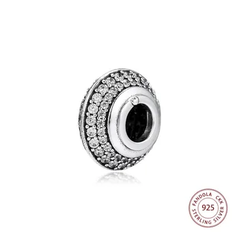 

Sparkling Pave Charms Fits berloques Bracelets 925 Sterling Silver Clear CZ Beads Women Charm Silver 925 Jewelry Making
