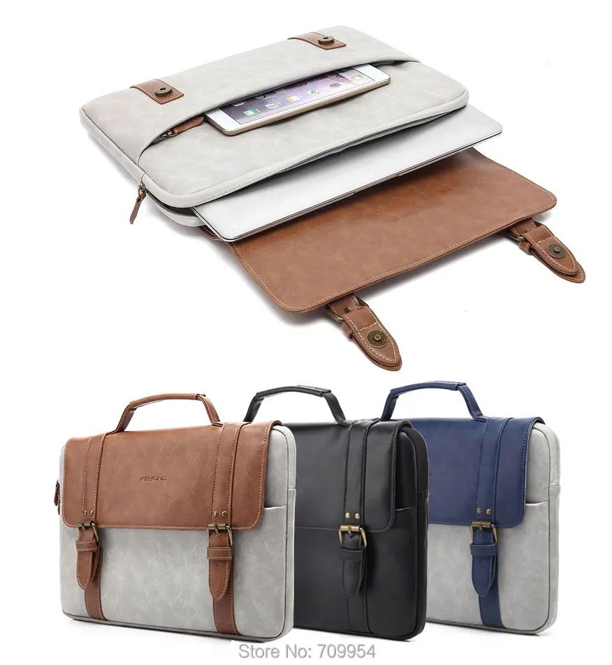 PU Leather 13"14"15"15.6" Laptop Handle Bag Computer Carry Pouch Case