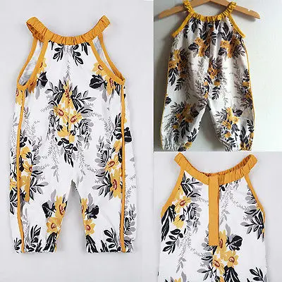 Модная одежда для маленьких девочек с цветочным рисунком для маленьких девочек, Летний комбинезон без рукавов Детский комбинезон, комплект