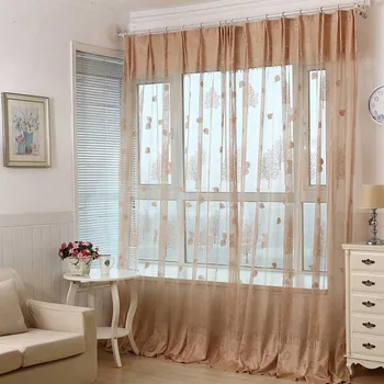

2017 new style curtains window Modern schefflera Tulle Curtains for Living Room curtains for Bedroom Kitchen tulles sheers 1pc