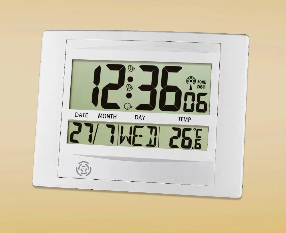 

JIMEI H104C-DCFdigital Wall/Table Clock Europe Radio controlled Clock With Alarm Snooze Temperature Calender for household use