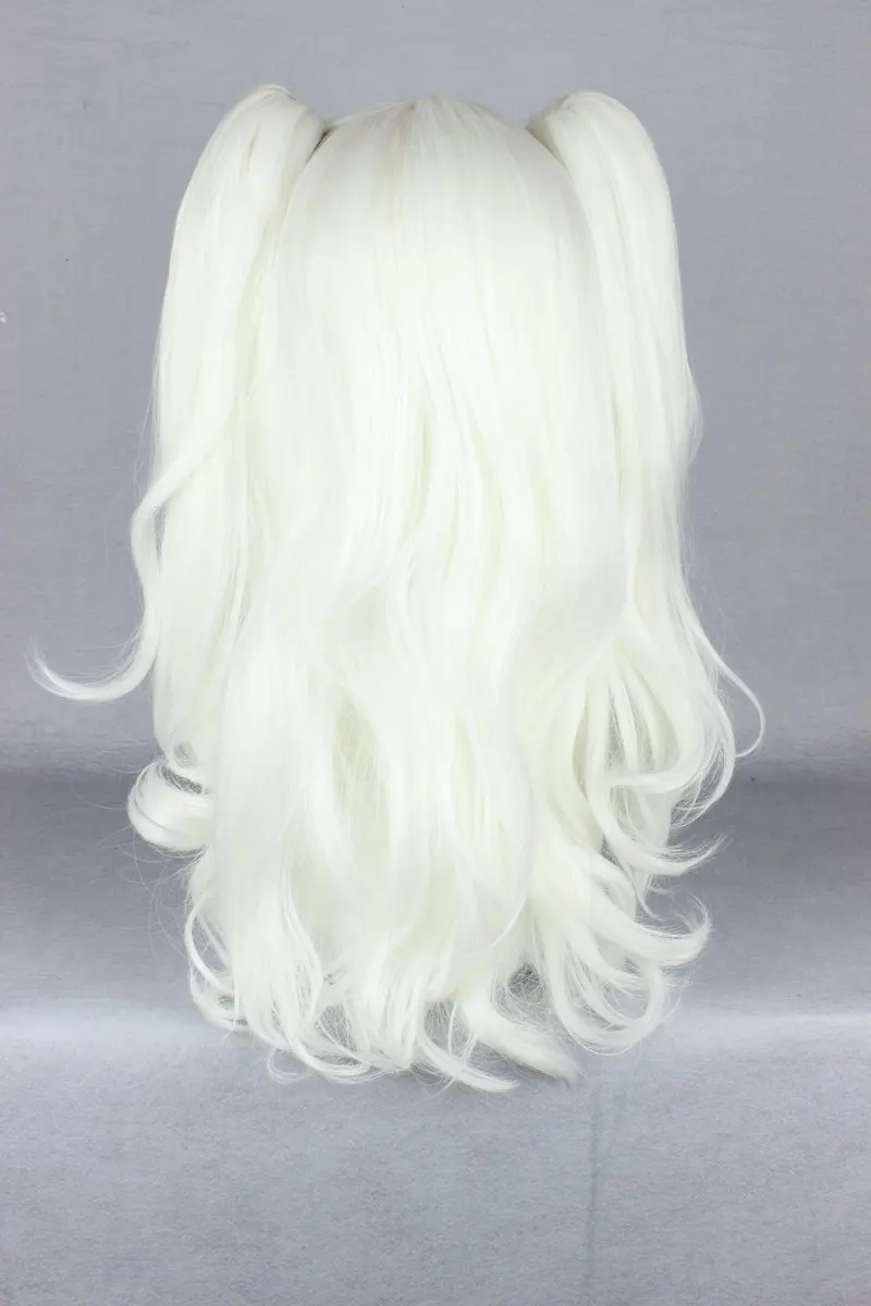 MCOSER 50 см Длинные Синтетические волнистые два хвоста белого цвета парик Высокая температура волокна WIG-436A