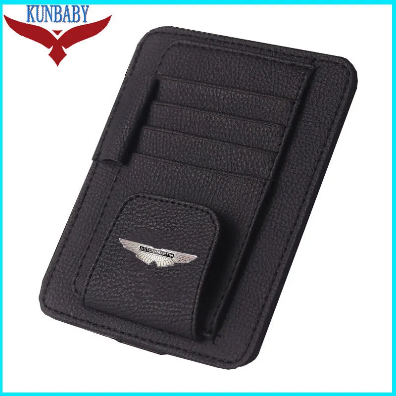 

New Eye Glasses Card Bill Pen Holder Clip Car Accessory Sun Visor Sunglasses Credit Card Cover For Aston Martin Car Styling