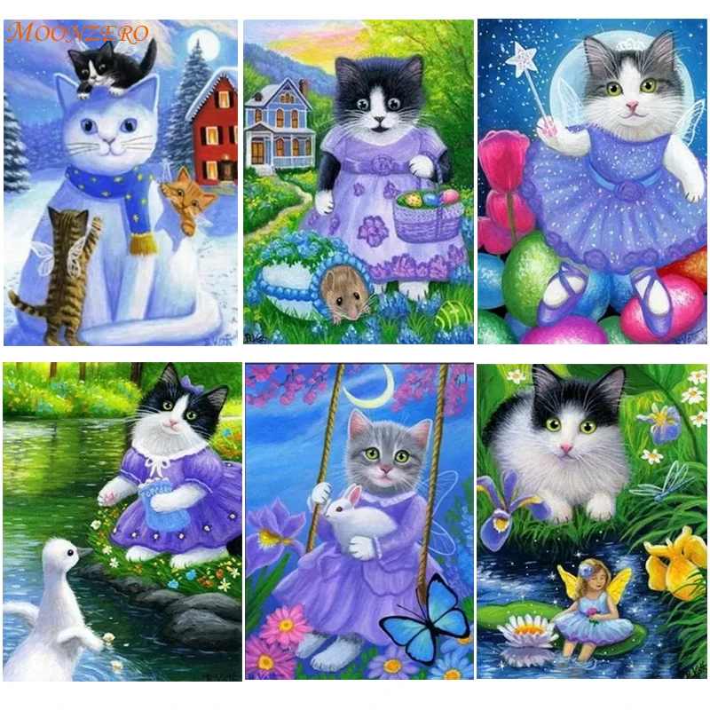 

5D DIY Diamond Painting Cute Cat Animal 3D Embroidery Home Pendant Wall Sticker Rhinestone Decorative Mosaic Mosaic