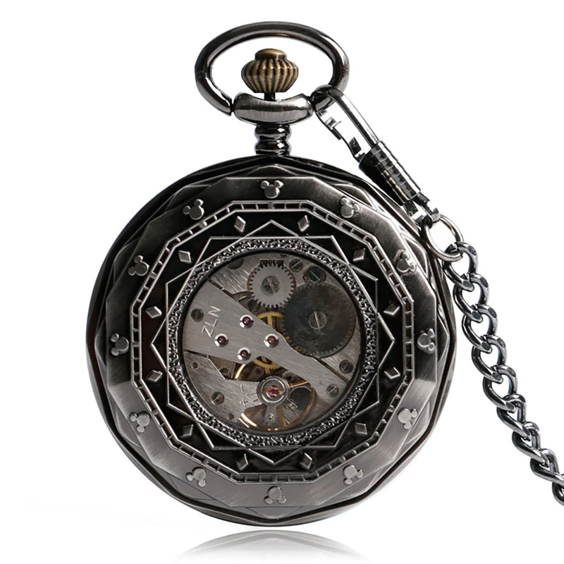 Relógio de Bolso para Homem Relógios Mecânicos Retro Vapor Vintage Mulher Locomotiva Padrão Mão Enrolamento Steampunk Pequenos Segundos Design