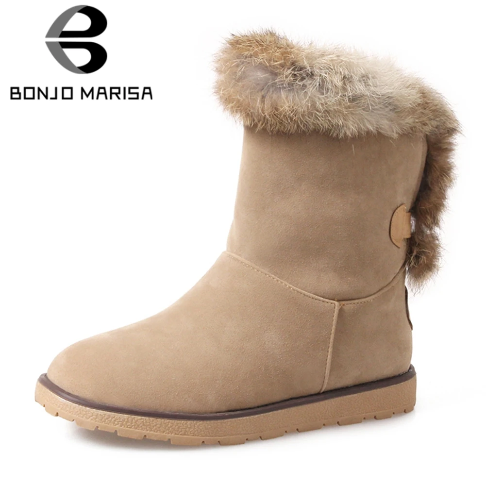 

2019 Winter Big Size 34-43 Elegant Women Flat Platform Ankle Snow Boots Comfortable Wedges Fur Boots Shoes Woman