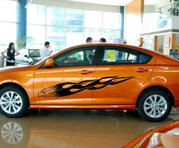 

Car Flying Eagle Flames Animal 74'' Door Decals for Elantra Vinyl Side stickers CE58