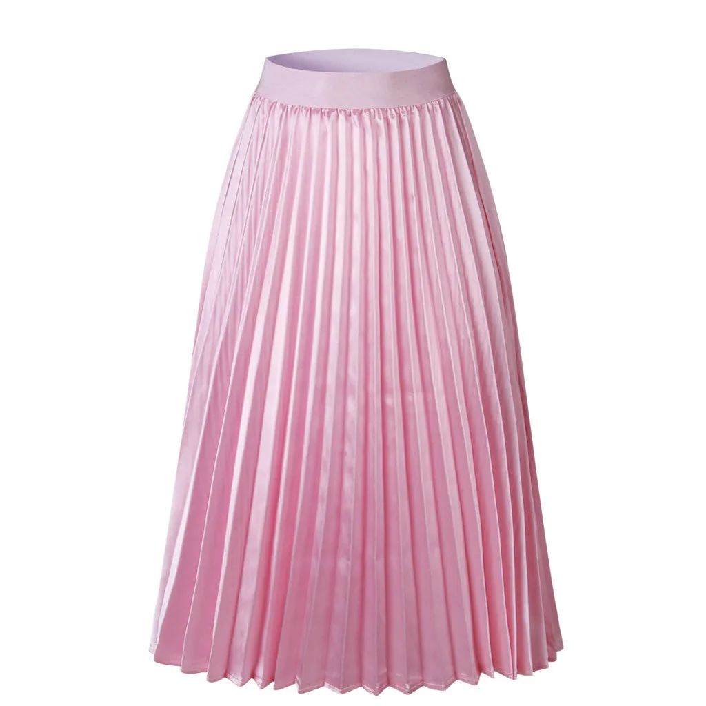 

ladies trend skirt personality solid color wild princess pleated long spring summer skirt New fashion #D1