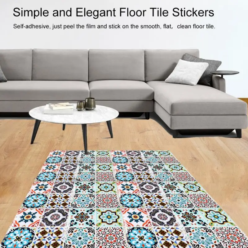 4pcs Self Adhesive PVC Waterproof Floor Tile Stickers 50*50cm Retro