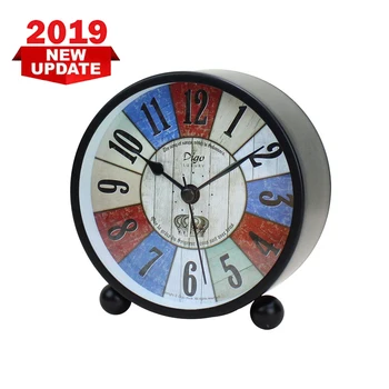 

Digital Round Night Light Alarm Clock Student Electronic Metal Small Clock Black Pointer Desk Clock