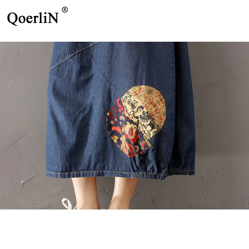QoerliN Vintage Jean Skirts Long Women Denim Skirt Casual Harajuku Fashion Patchwork Long Maxi Skirt Female Big Size Jeans Skirt QoerliN Vintage Jean Skirts Long Women Denim Skirt Casual Harajuku Fashion Patchwork Long Maxi Skirt Female Big Size Jeans Skirt