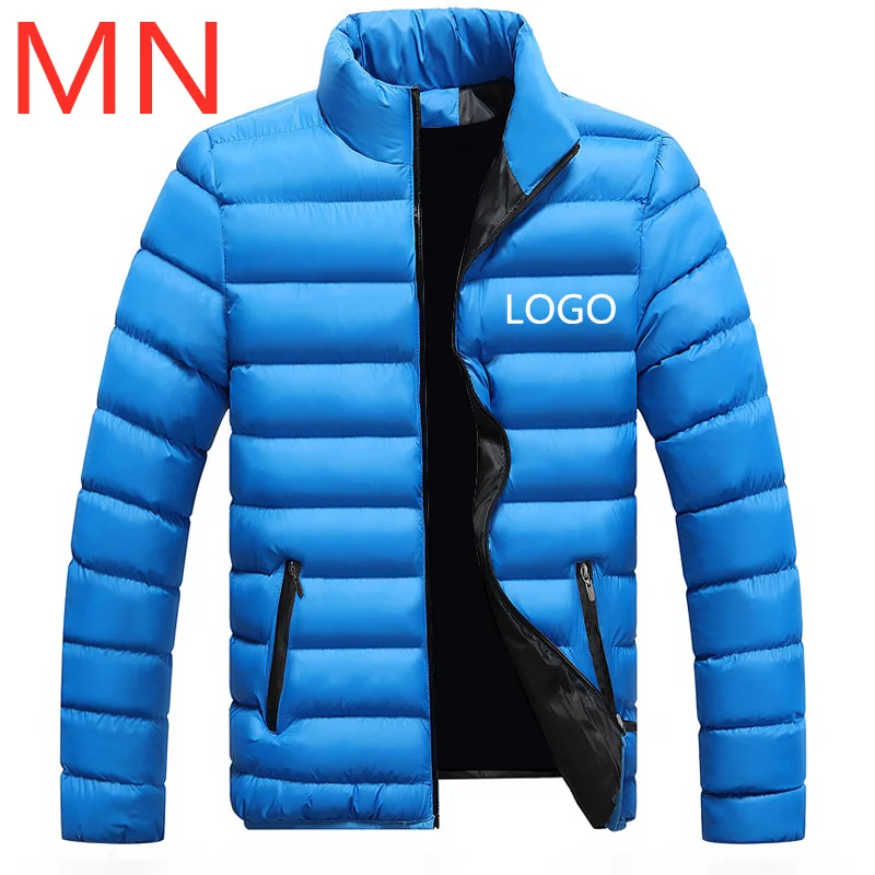 MN Fashion Mans/брендовые теплые зимние повседневные пуховики с логотипом, мужские пуховики с капюшоном, американский размер, мужской Молодежный пуховик Harajuku, верхняя одежда - Цвет: Sky Blue