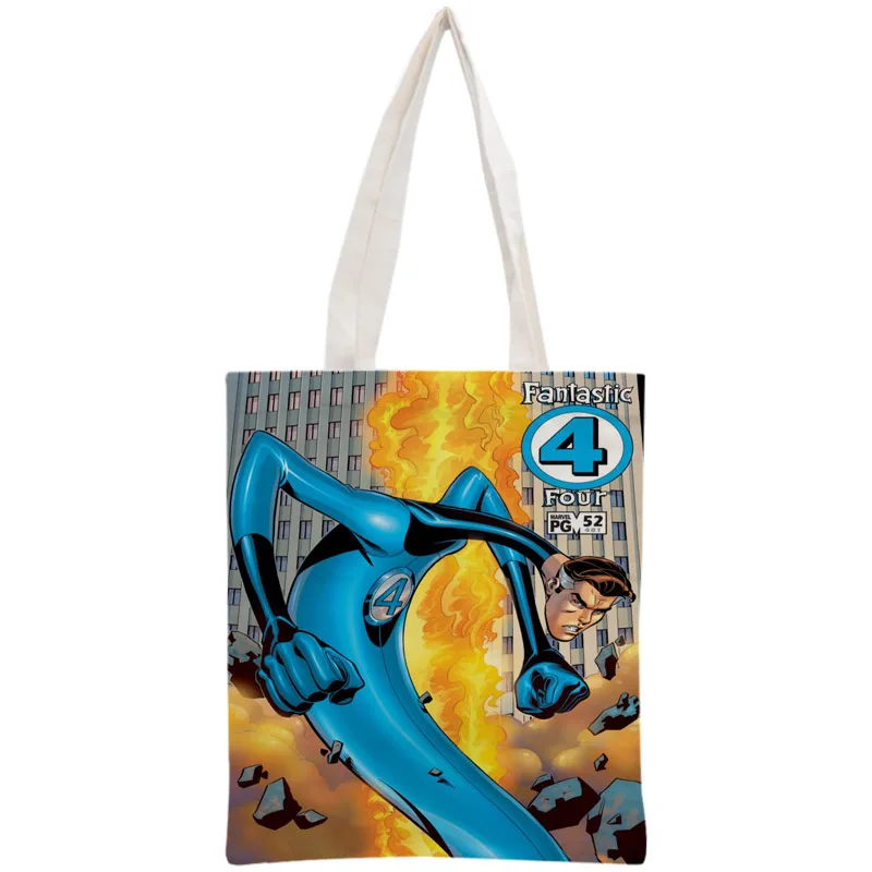 

Custom Fantastic Four Tote Bag Reusable Handbag Women Shoulder Pouch Foldable Canvas Shopping Bags 30x35cm Two Sides