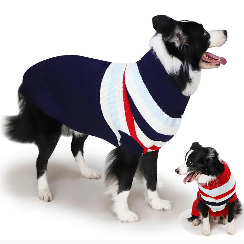 Классические Полосатые свитер для собаки для Лабрадора золото ретривер средних и крупных собак свитер трикотажная одежда теплая одежда