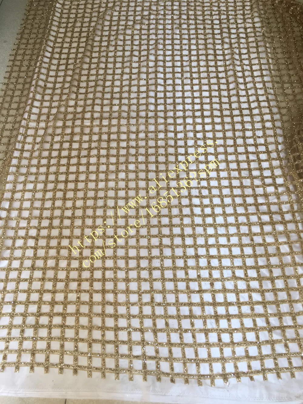 High Quality Gold Glitter Net Lace Fabric Manning88011 French Tulle