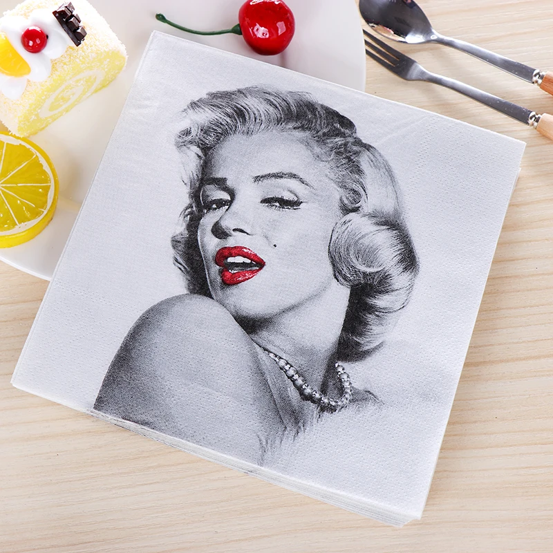 20pcs/lot Marilyn Monroe Paper Napkin birthday party&festival wedding decoration supplies tissues man favor 33cm*33cm