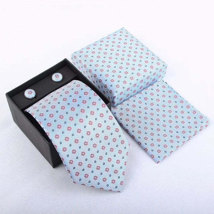 Мужская мода высокого качества набор галстуков галстуки запонки шелковые галстуки Запонки Карманный платок - Цвет: 25