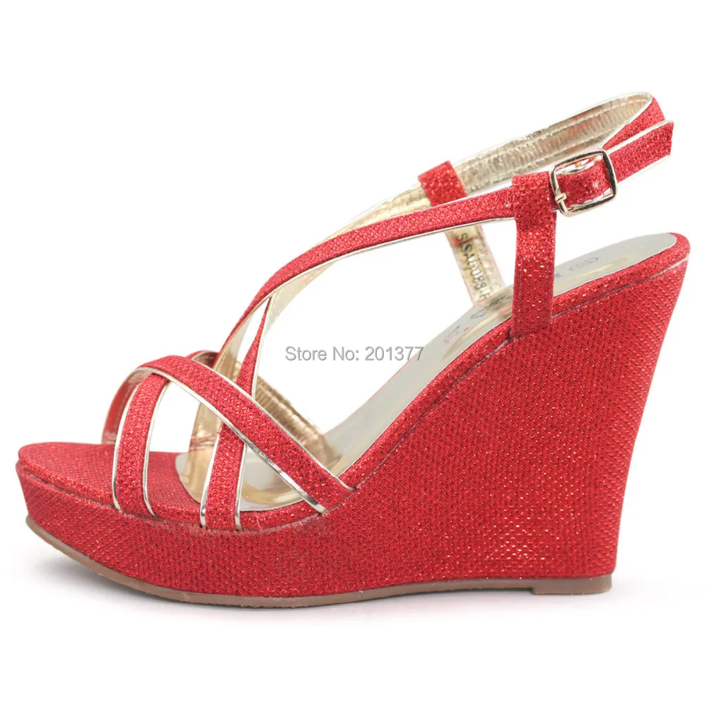 red glitter sandals