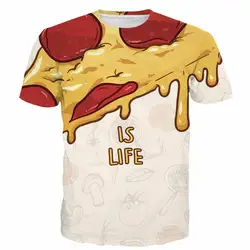 SOSHIRL пиццы-это жизнь 3D Футболка с принтом вкусные Lightning пиццы Для мужчин топы для больших Размеры Летний стиль наряд Мужская футболка с