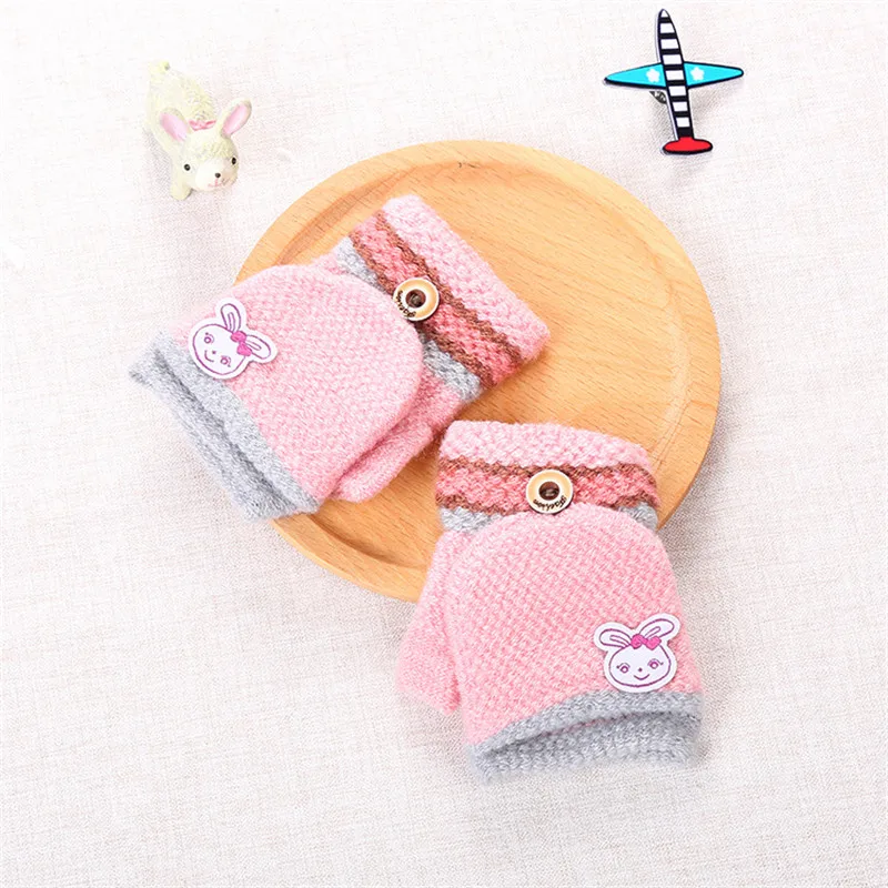 Toddler Baby Cute Thicken Hot Fingerless Gloves Kids Winter Warm Gloves Baby Knitted Mittens Baby Girls Boys Warm Gloves Toddler Knitting Mittens (6)