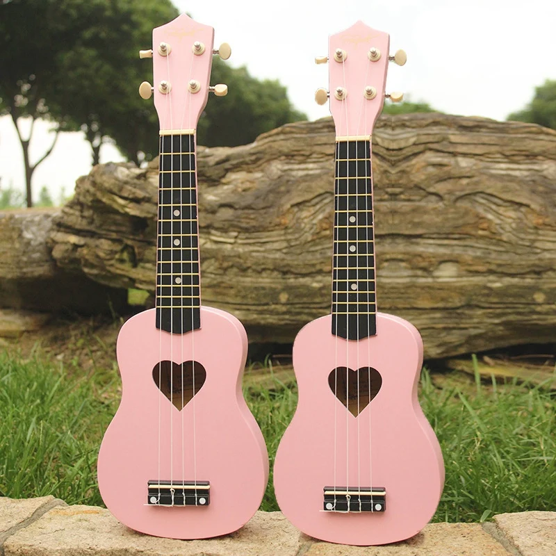 Mcool сопрано Гавайские гитары укулеле розовый 21 дюймов 4 струны Гавайские гитары дешевые Гавайские мини-гитары в форме сердца тон отверстие липа дерево