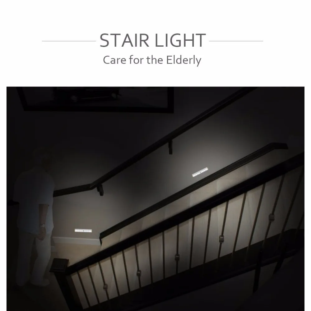 GO OCEAN Under Cabinet Lights Night Lighting Battery Wireless 10 LED Closet Lamp Motion Sensor Night Light USB Charging Lamps (16)