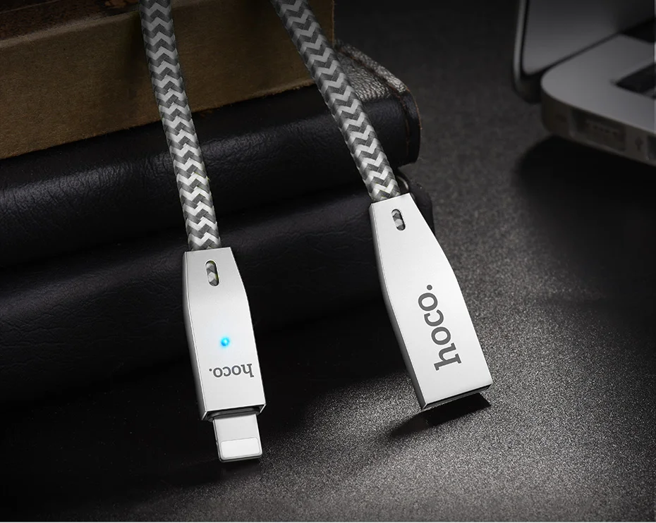 HOCO двойной индикатор светильник для зарядки данных USB кабель для L ightning i Phone 11 Pro X XS XR i Pad 2.4A OTG быстрое зарядное устройство провод Syn