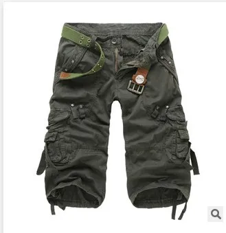 Летние мужские армейские военные рабочие Короткие повседневные бермуды свободные карго Шорты Мужские Модные Военные короткие брюки - Цвет: Зеленый