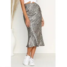 Женский леопардовый принт юбка Эластичная Высокая талия женские юбки Повседневные женские s стрейч весна лето новые Trunpet миди юбка