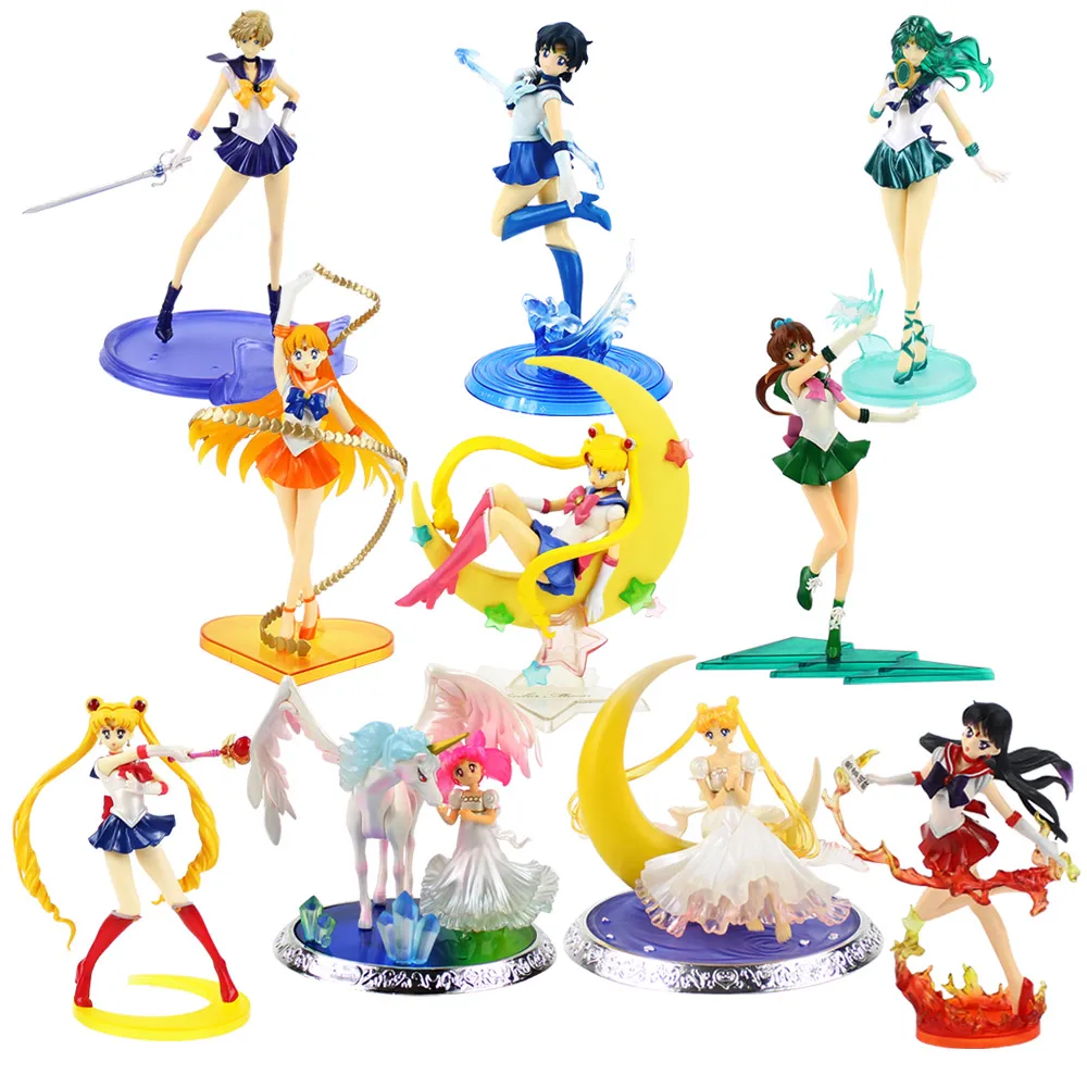 

17cm Figuarts Sailor Moon Tsukino Sailor Mars Mercury Jupiter Venus Saturn PVC Figure Toy